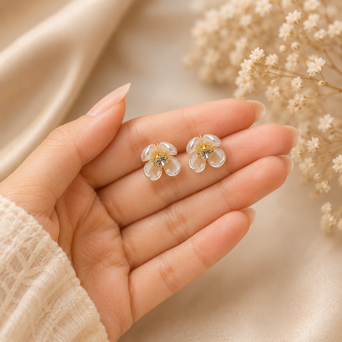 Clear Flower Stud Earrings – Crystal Centre