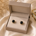 18K Gold Plated Black Square Stud Earrings