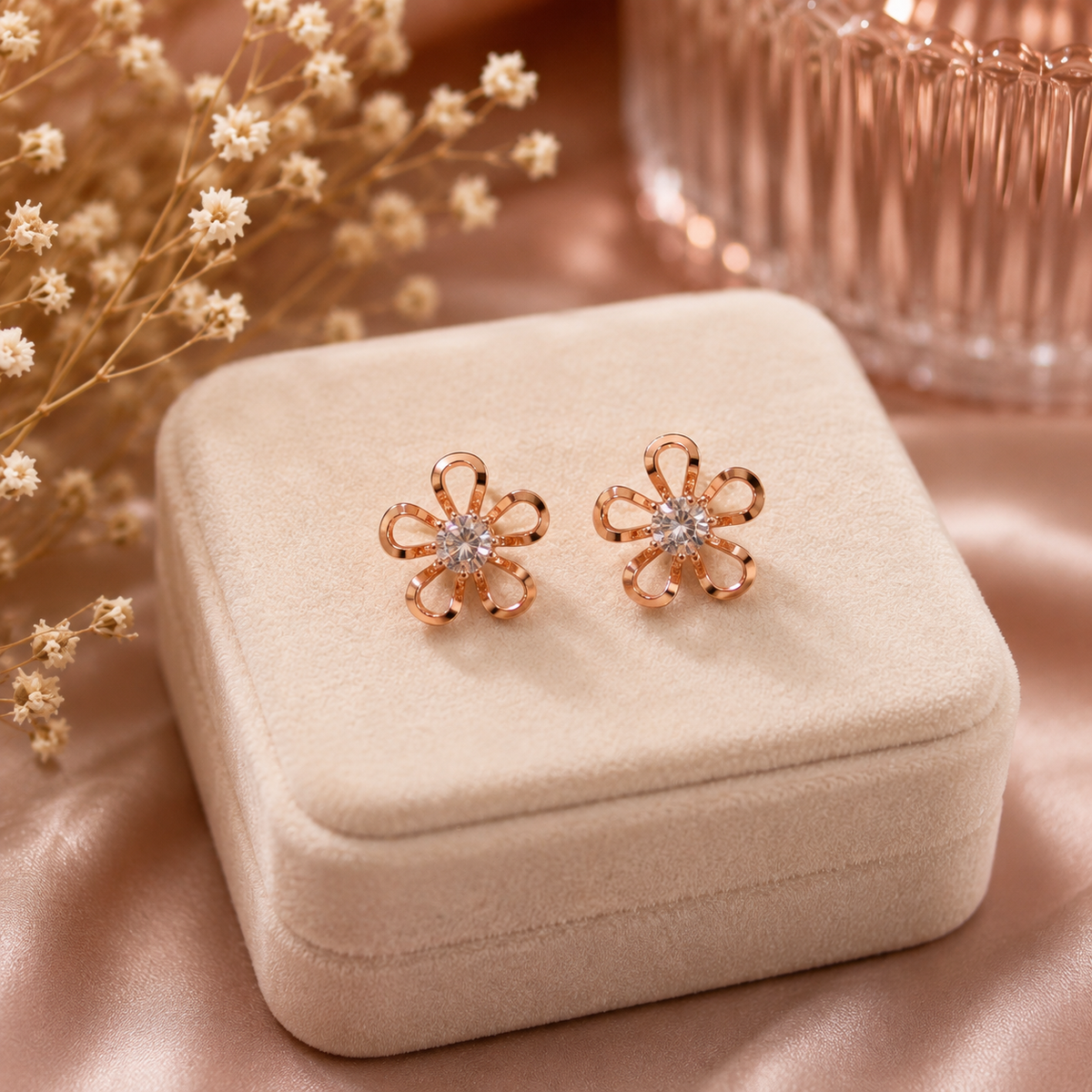 18K Rose Gold Plated 7 Days Earrings Set for Women