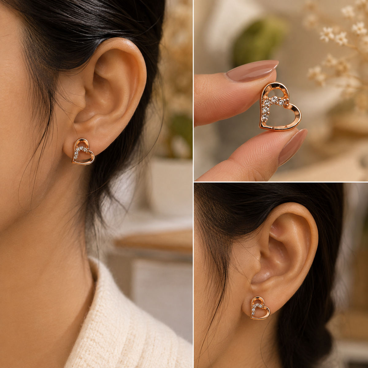 18K Rose Gold Plated 7 Days Earrings Set for Women