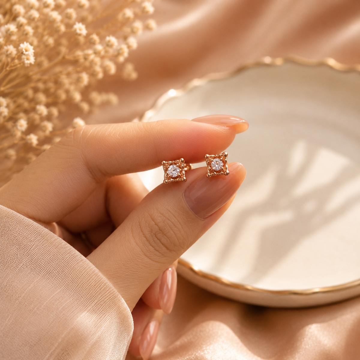 18K Rose Gold Plated 7 Days Earrings Set for Women