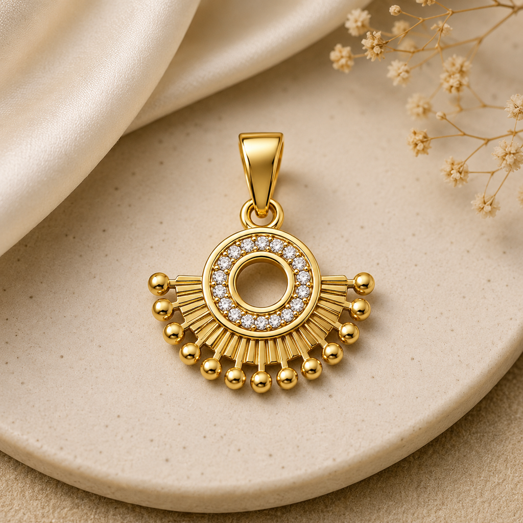 18K Gold Plated Sunburst Pendant Necklace