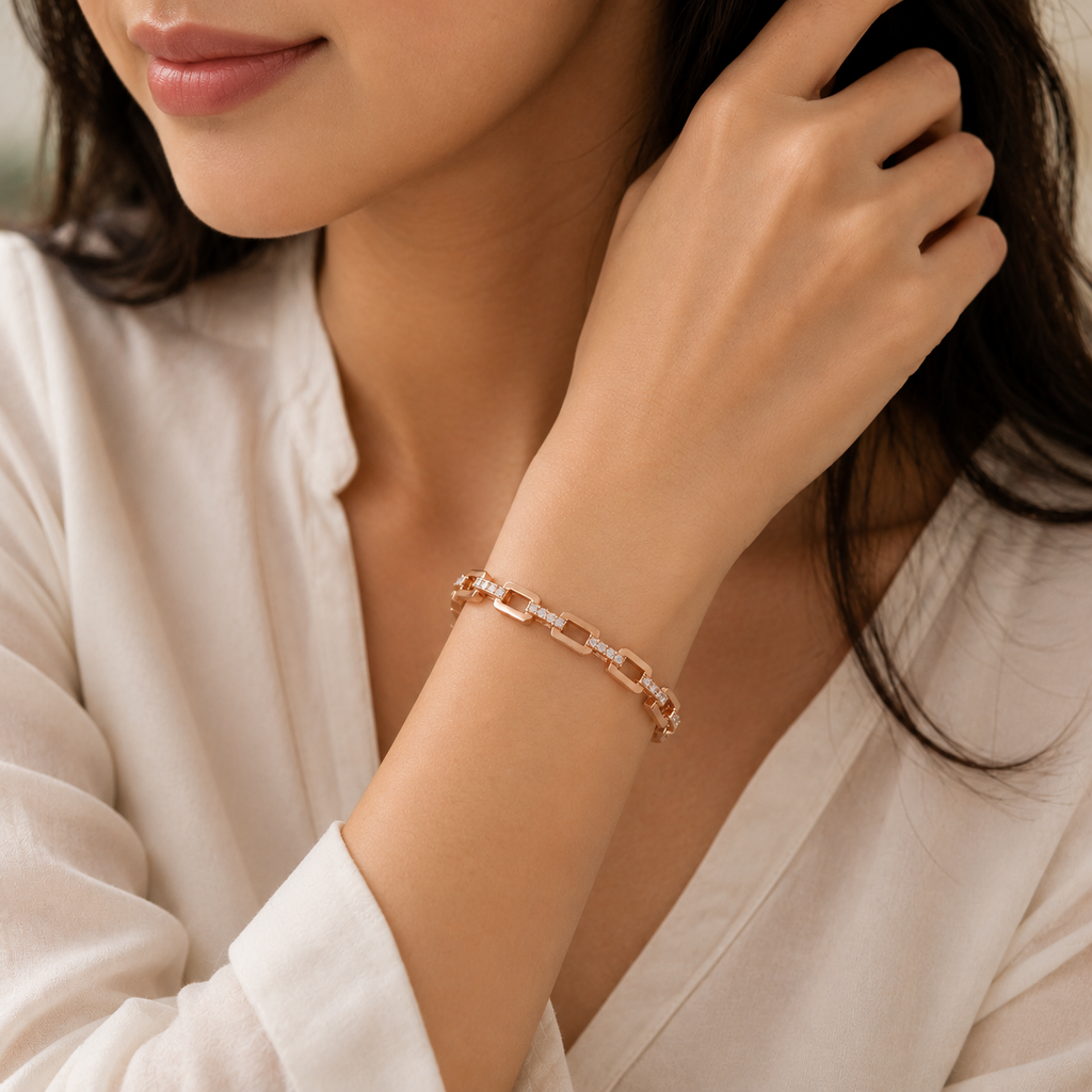 Rose Gold Link Kada for Women