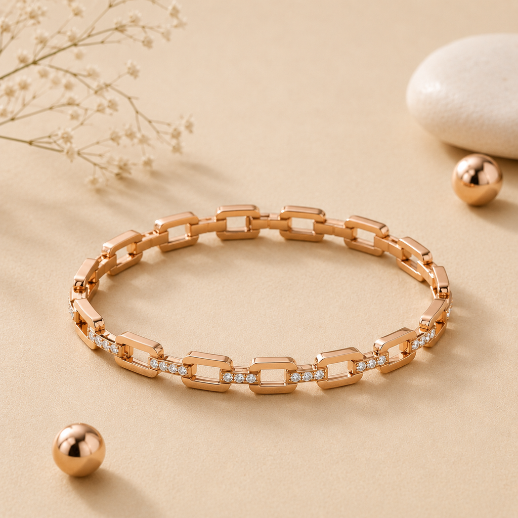 Rose Gold Link Kada for Women