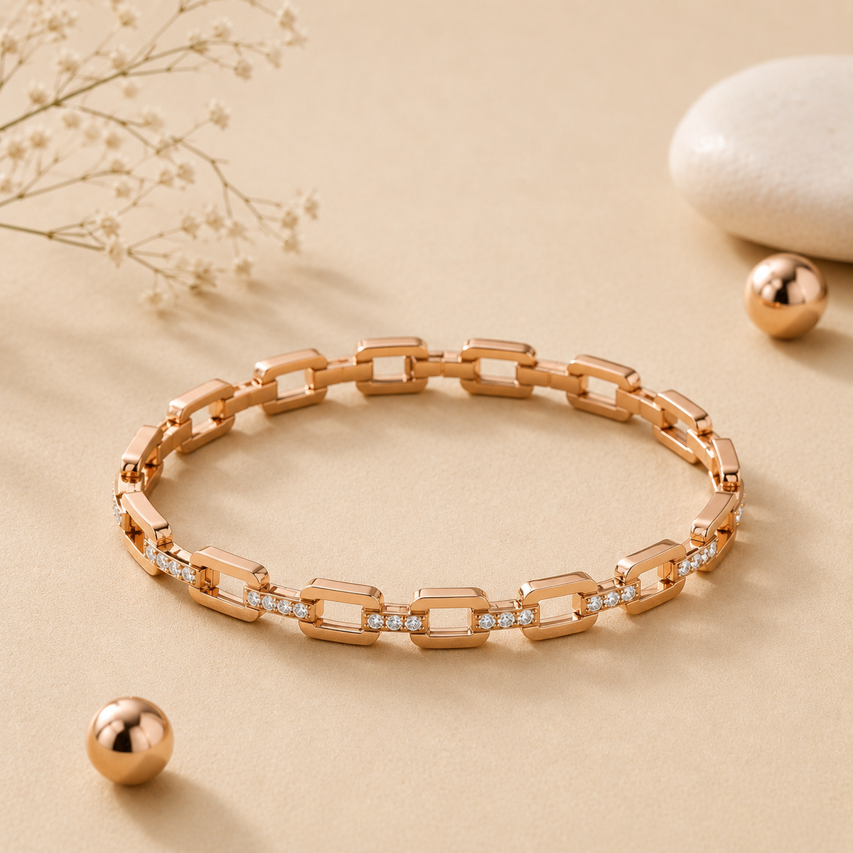 Rose Gold Link Kada for Women