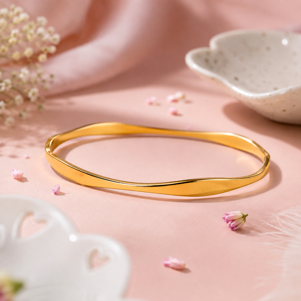 18K Gold Plated Minimalist Bangle for Women
