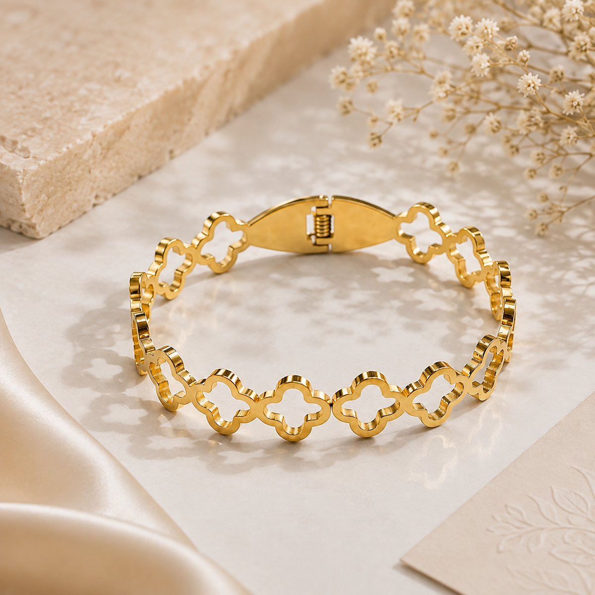 18K Gold Plated Floral Kada for Women