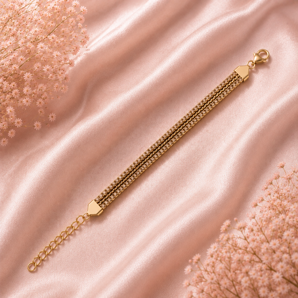 Gold Plated Beaded Chain Bracelet for Women – Elegant Layered Bracelet