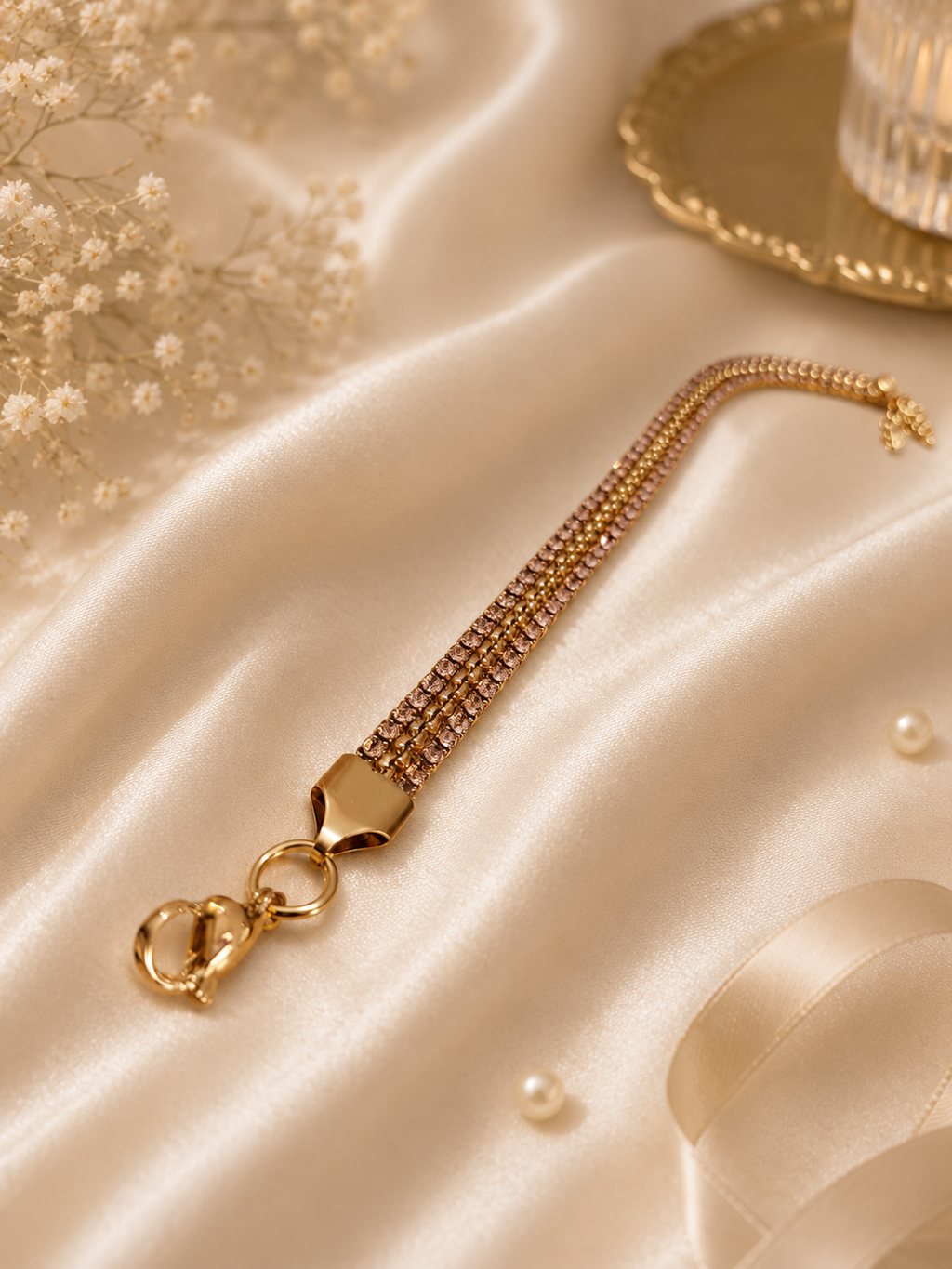 Gold Plated Beaded Chain Bracelet for Women – Elegant Layered Bracelet