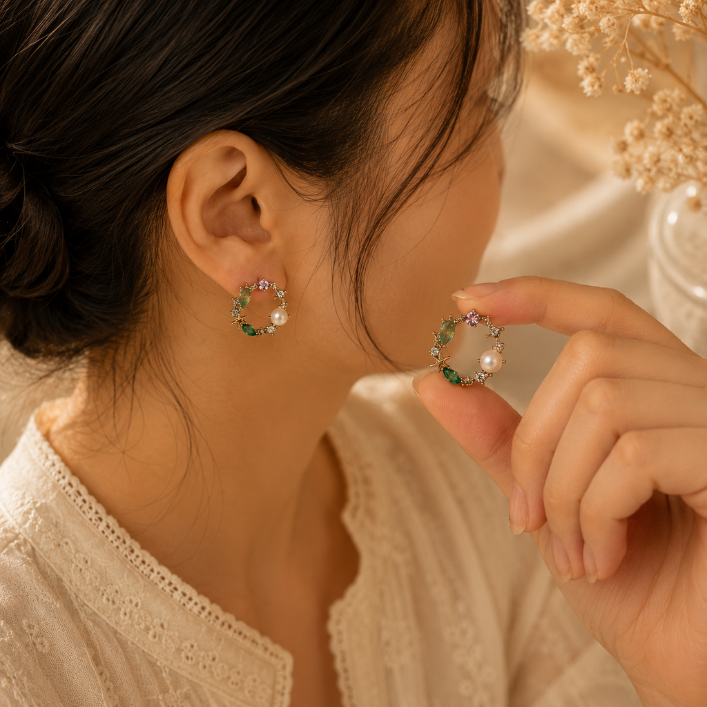 7 Days Black & Multicolor Earrings Set for Women
