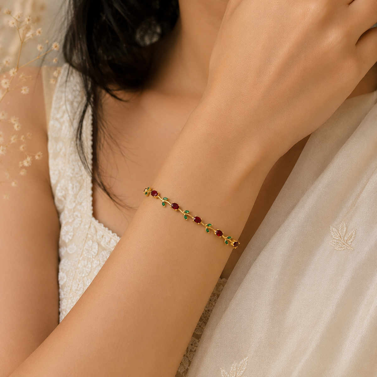 18K Gold Plated Multicolor Beaded Bracelet