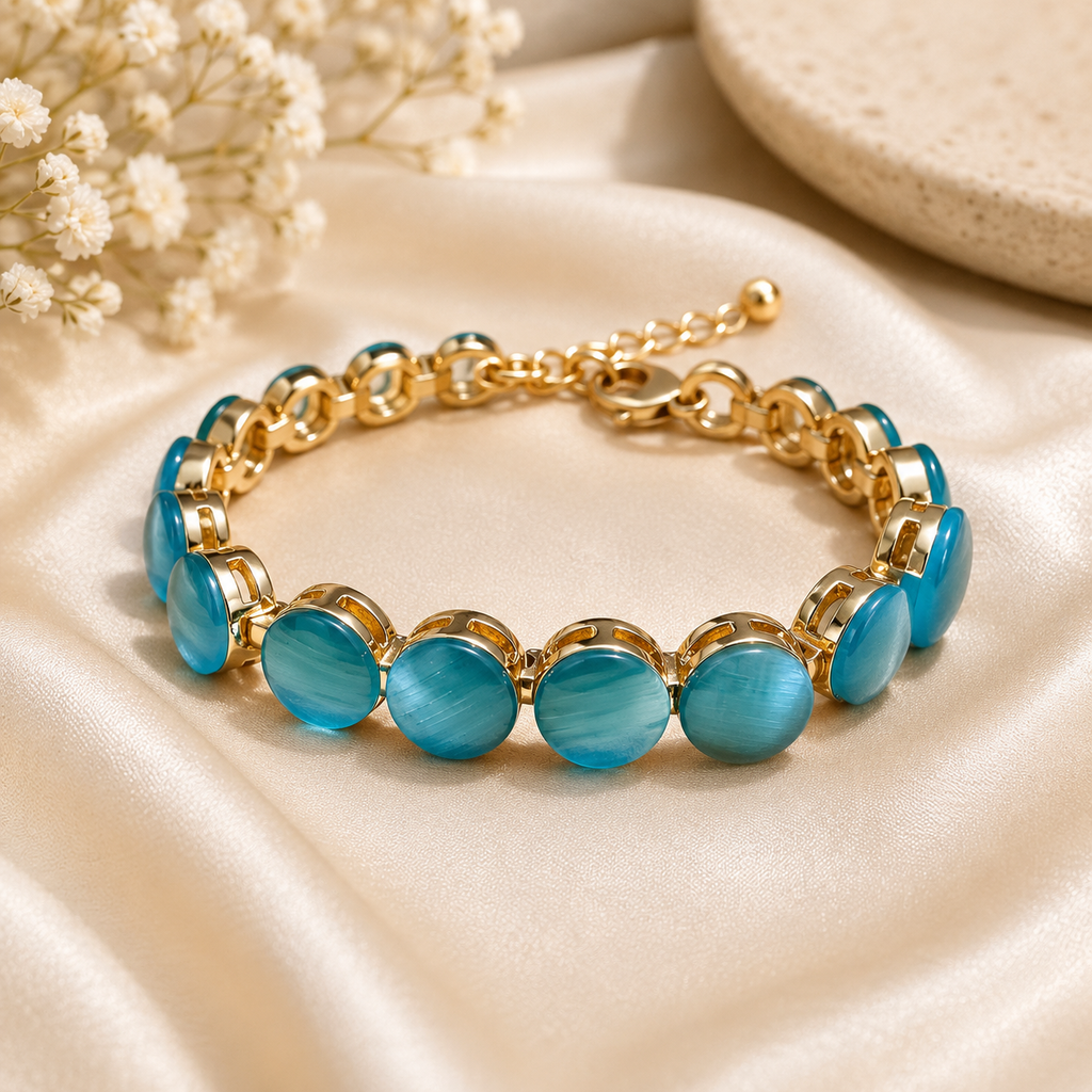 18K Gold Plated Turquoise Beaded Bracelet
