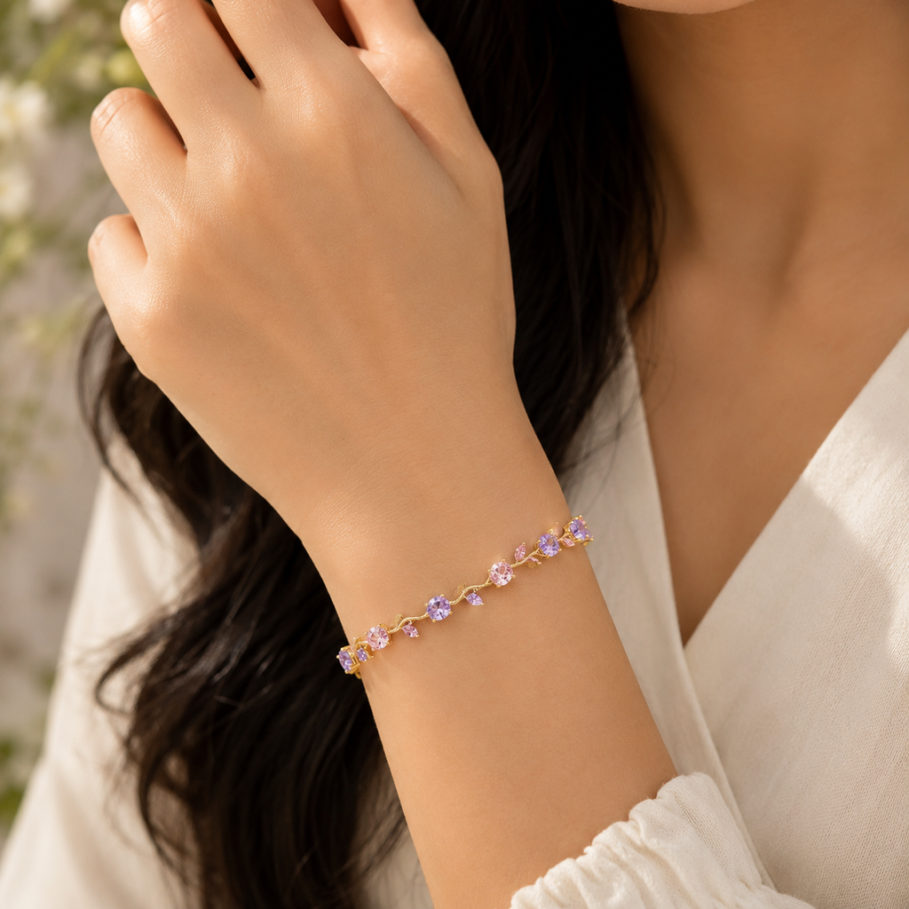 18K Gold Plated Multicolor Stone Bracelet