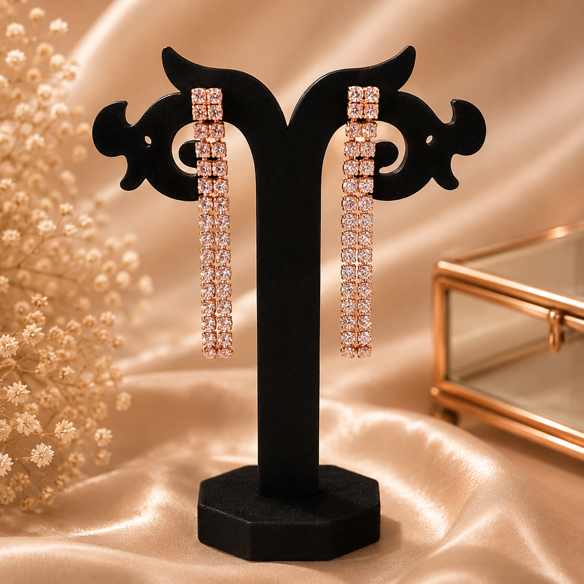 Rose Gold Plated Necklace & Earrings Set