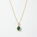 18K Gold Plated Green Teardrop Stone Pendant Necklace