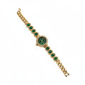 18K Gold Plated Green Stone Watche for Women