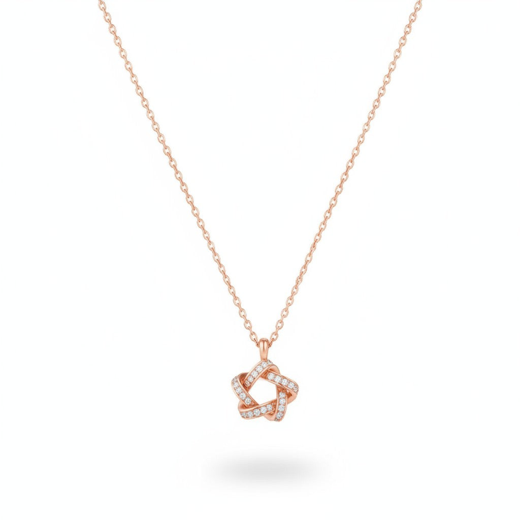 Rose Gold Interlocking Knot Pendant Necklace