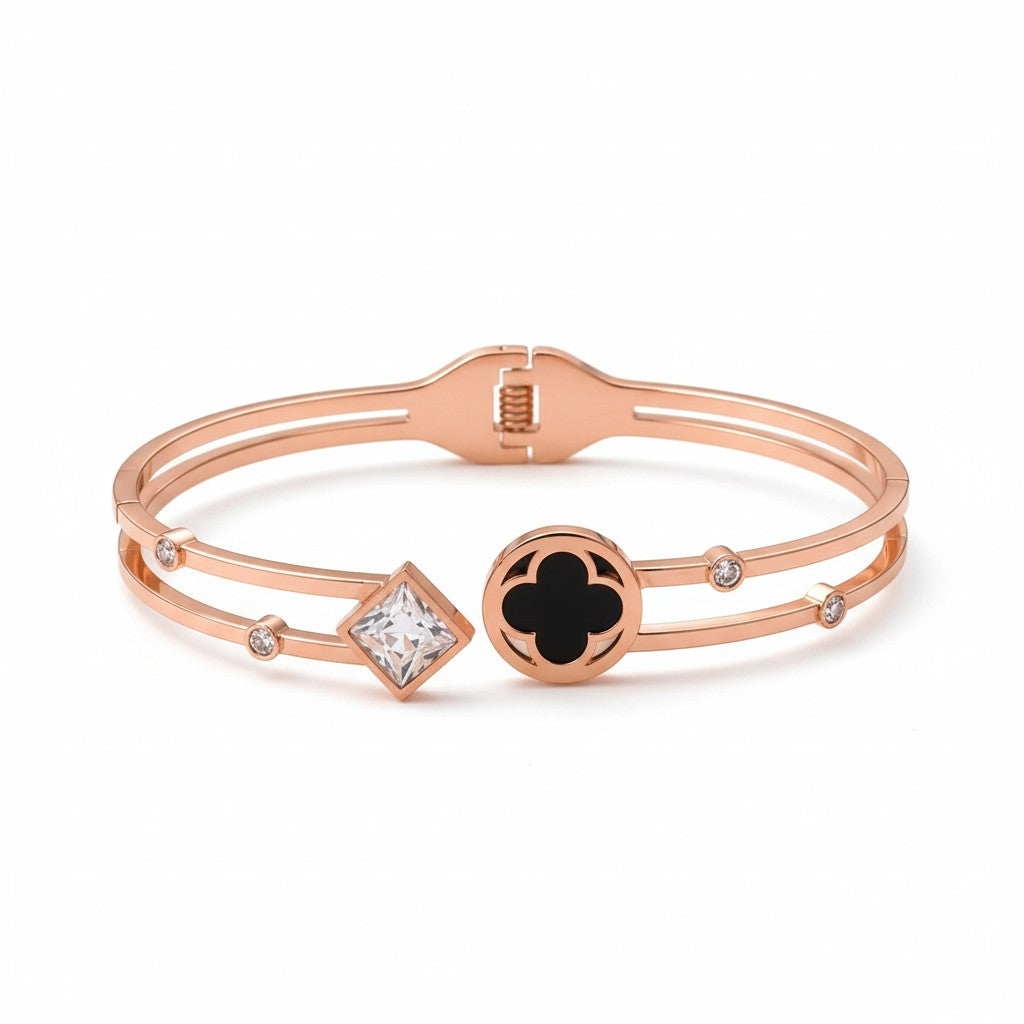 Rose Gold Clover Kada for Women