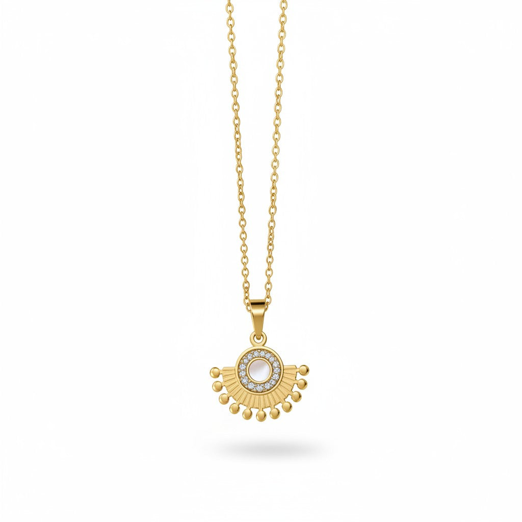 18K Gold Plated Sunburst Pendant Necklace
