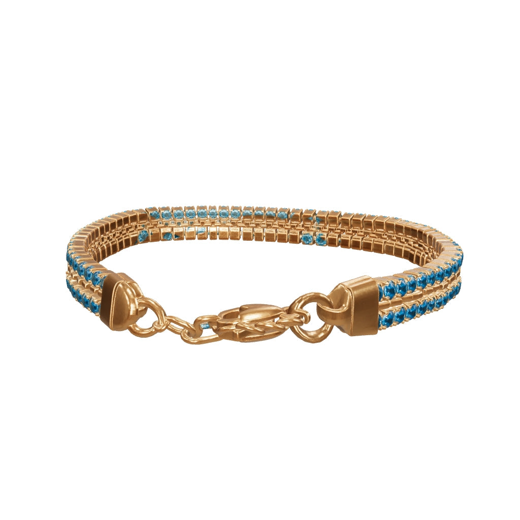 18K Gold Plated Blue Stone Bracelet for Women – Elegant Beaded Chain Bracelet