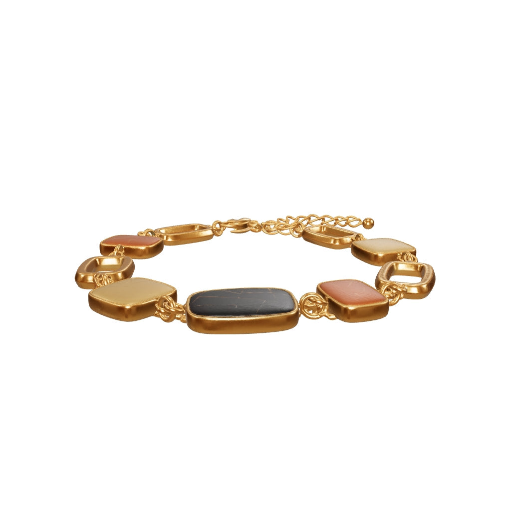 18K Gold Plated Multicolor Stone Link Bracelet