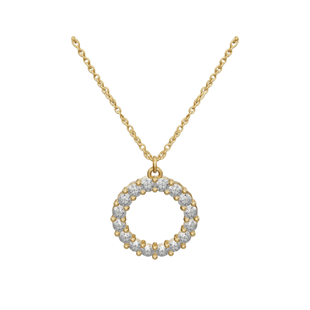 18K Gold Plated Crystal Circle Pendant Necklace
