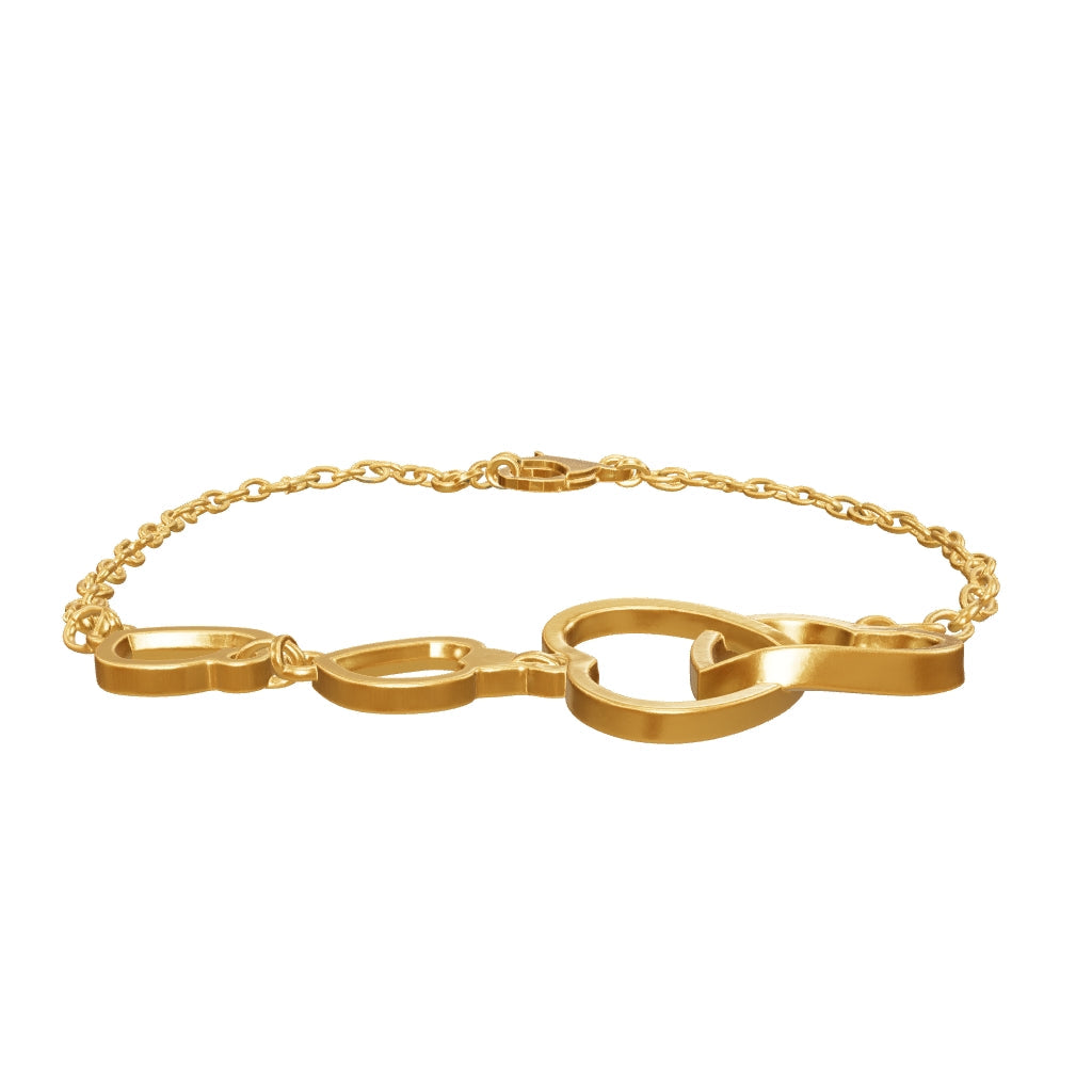 18K Gold Plated Double Heart Chain Bracelet