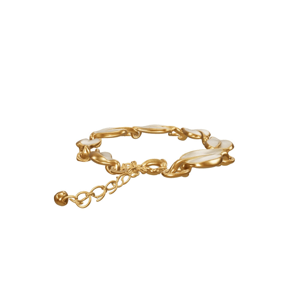 18K Gold Plated Leaf Link Bracelet for Women – Elegant Statement Bracelet