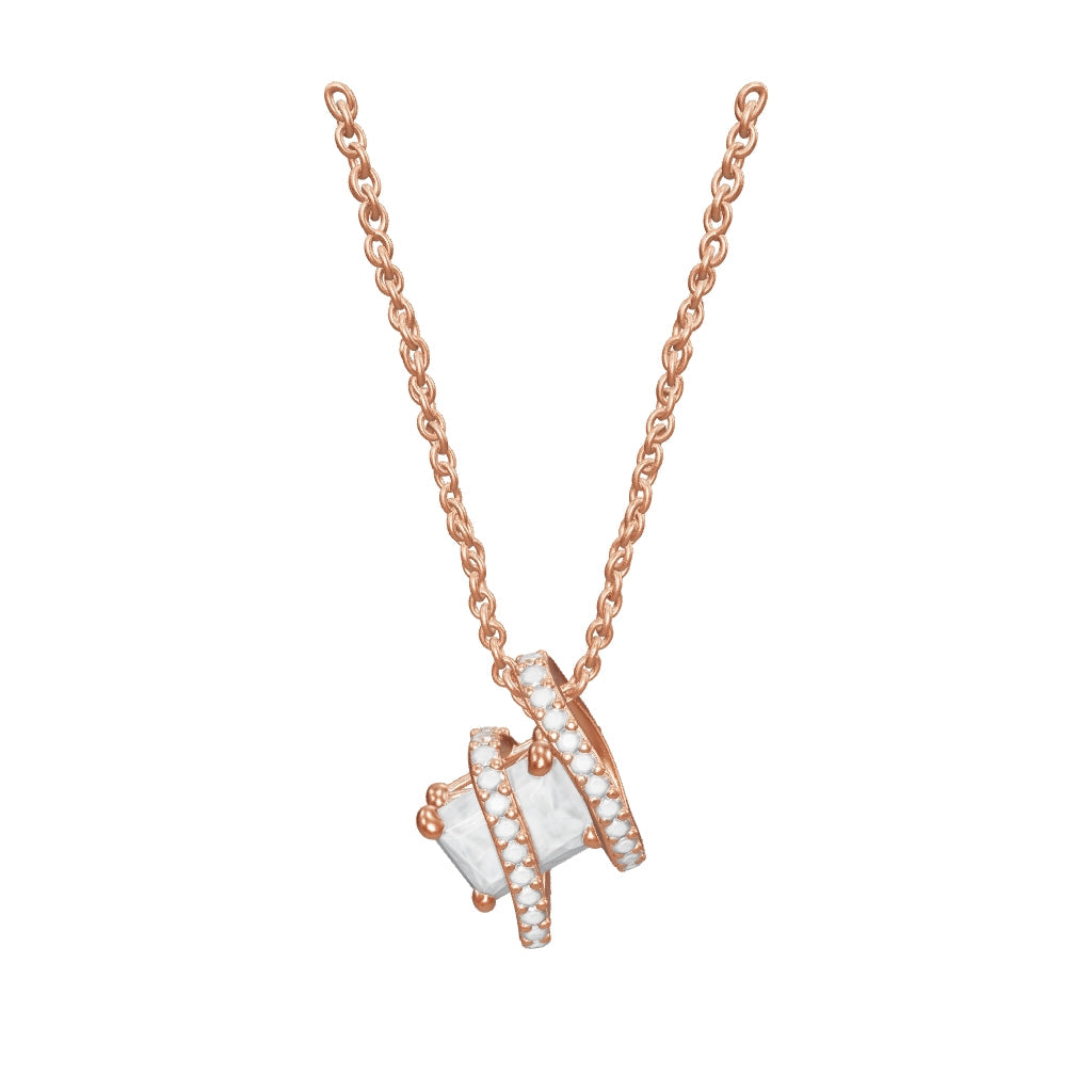 Rose Gold Crystal Geometric Pendant Necklace
